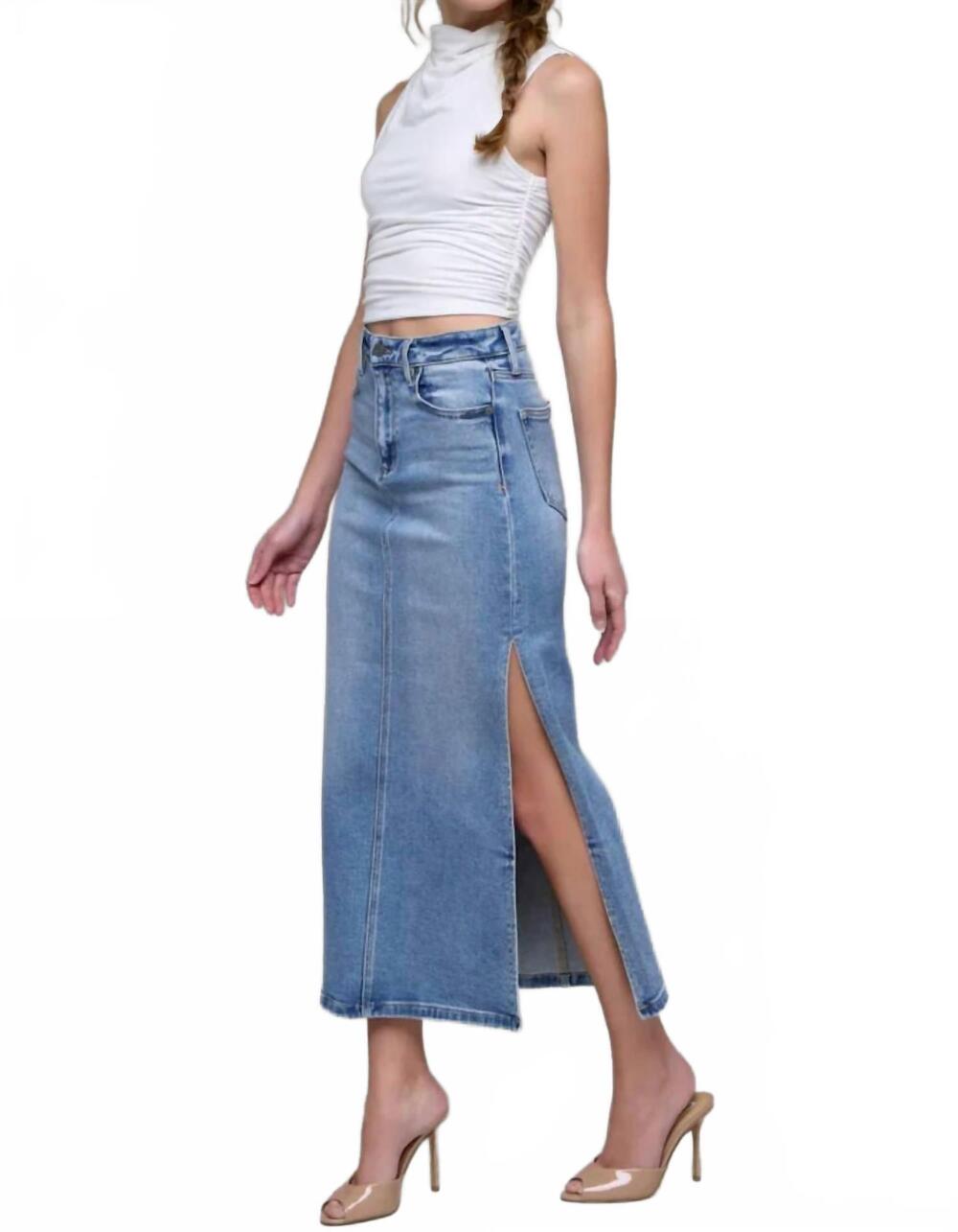 NEW HIDDEN peyton midi skirt in medium light